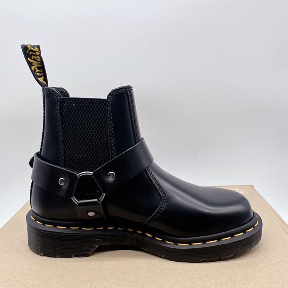 Dr. Martens Wincox Chelsea Ankle Buckle Boots Shiny Black Moto Boot US 5 Womens - Picture 10 of 14